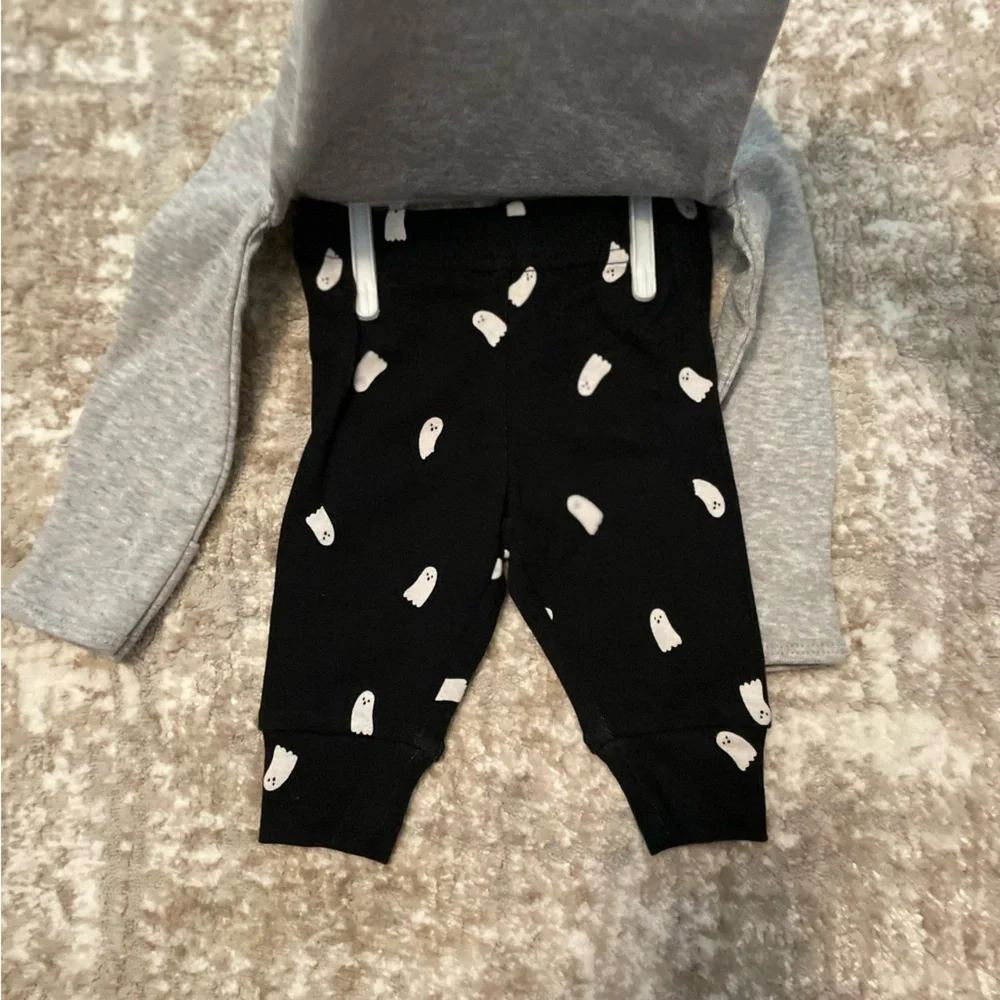 Carter's Gray Bodysuit with Ghost Print